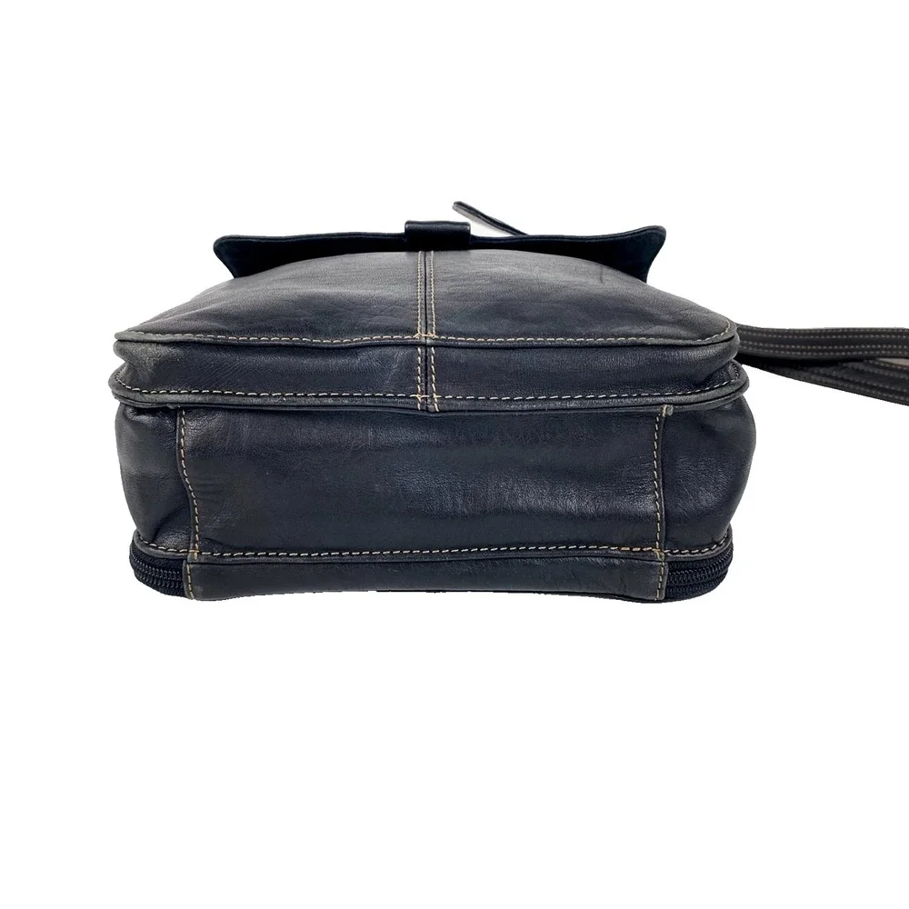 Fossil Leather Shoulder Bag Purse Satchel Black Handbag Crossbody Adjustable VTG